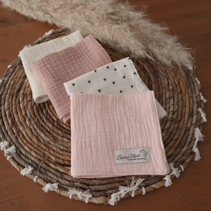 Chiffons en mousseline, lot de 4, confectionnés en mousseline de qualité supérieure, motif bonbon (image principale)