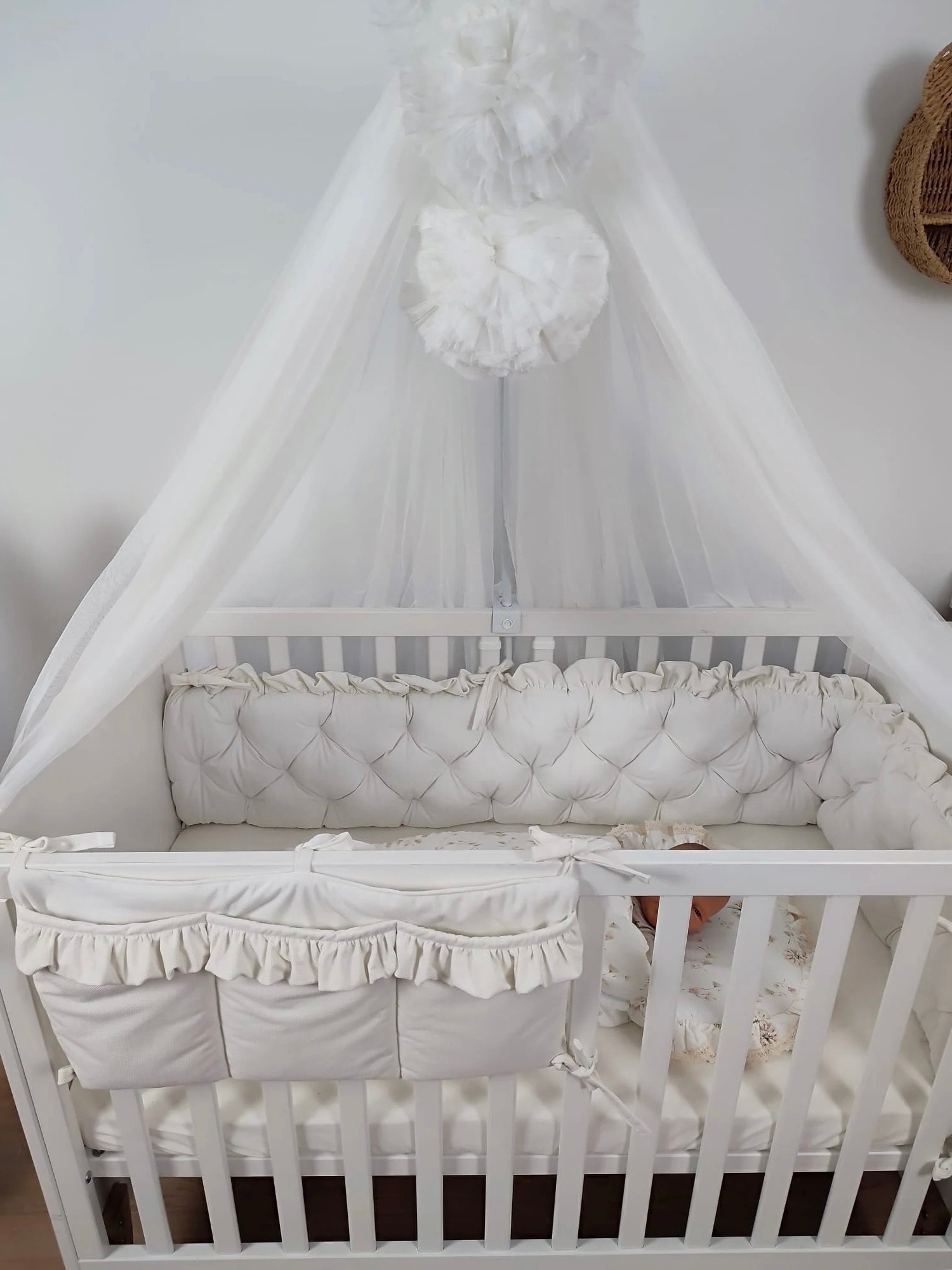 Bettumrandung Samt Glam Cream 210 cm Hauptbild