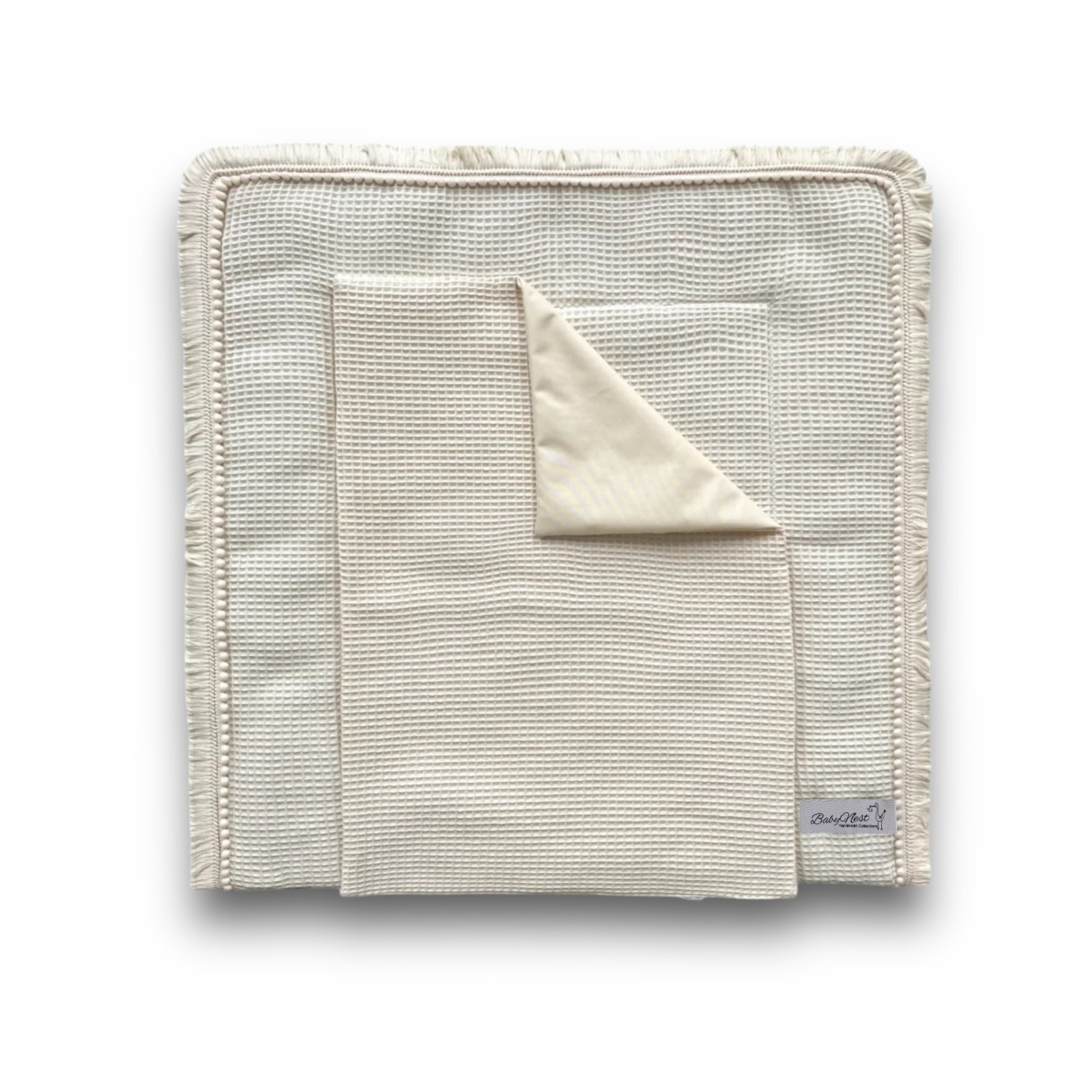 Wickelauflage Boho Waffel inklusive abnehmbare wasserdichte Unterlage |Cream Hauptbild