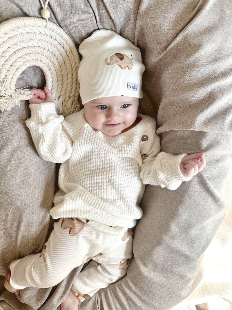 Baby Set| Sweat, Hose & Beanie|GOTS Baumwolle|Elephants Hauptbild