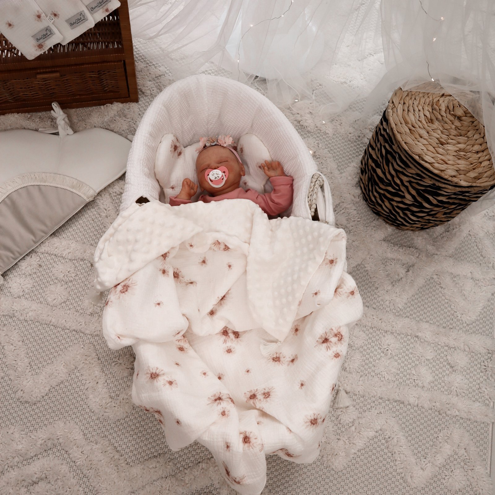 Set Kuscheldecke Kissen |Premium Musselin-Minky|Daisies Hauptbild