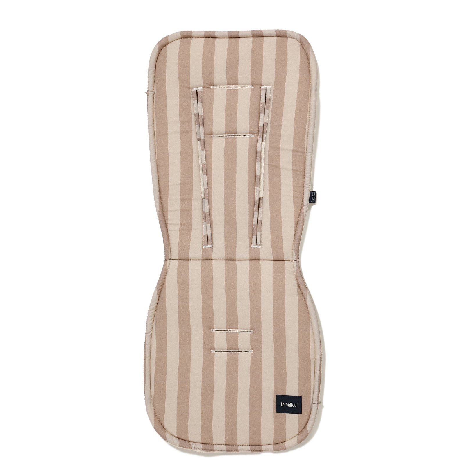 Doublure de poussette beige à rayures multicolores en velours de coton (Image principale)