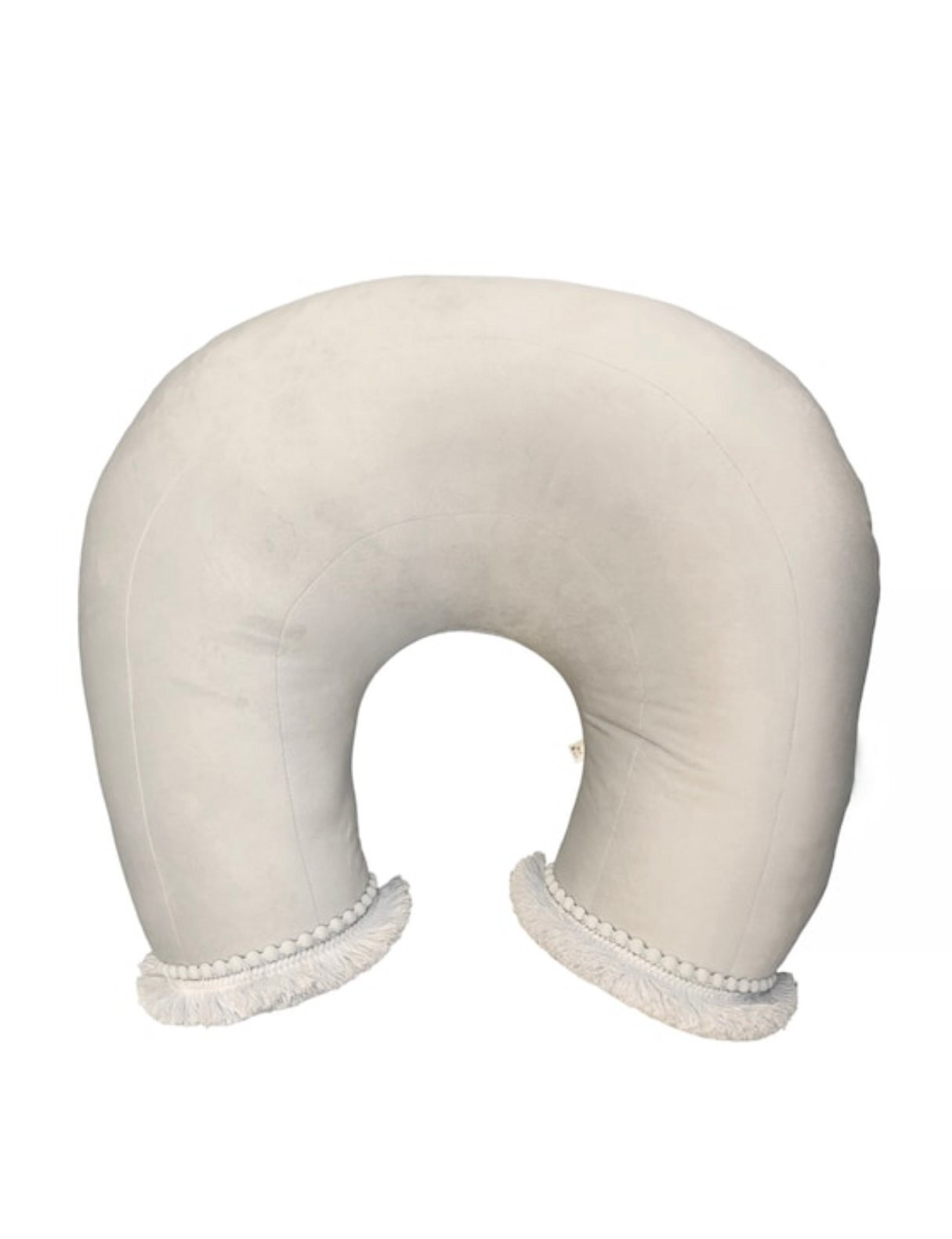 Coussin d'allaitement bohème en velours beige (Image principale)