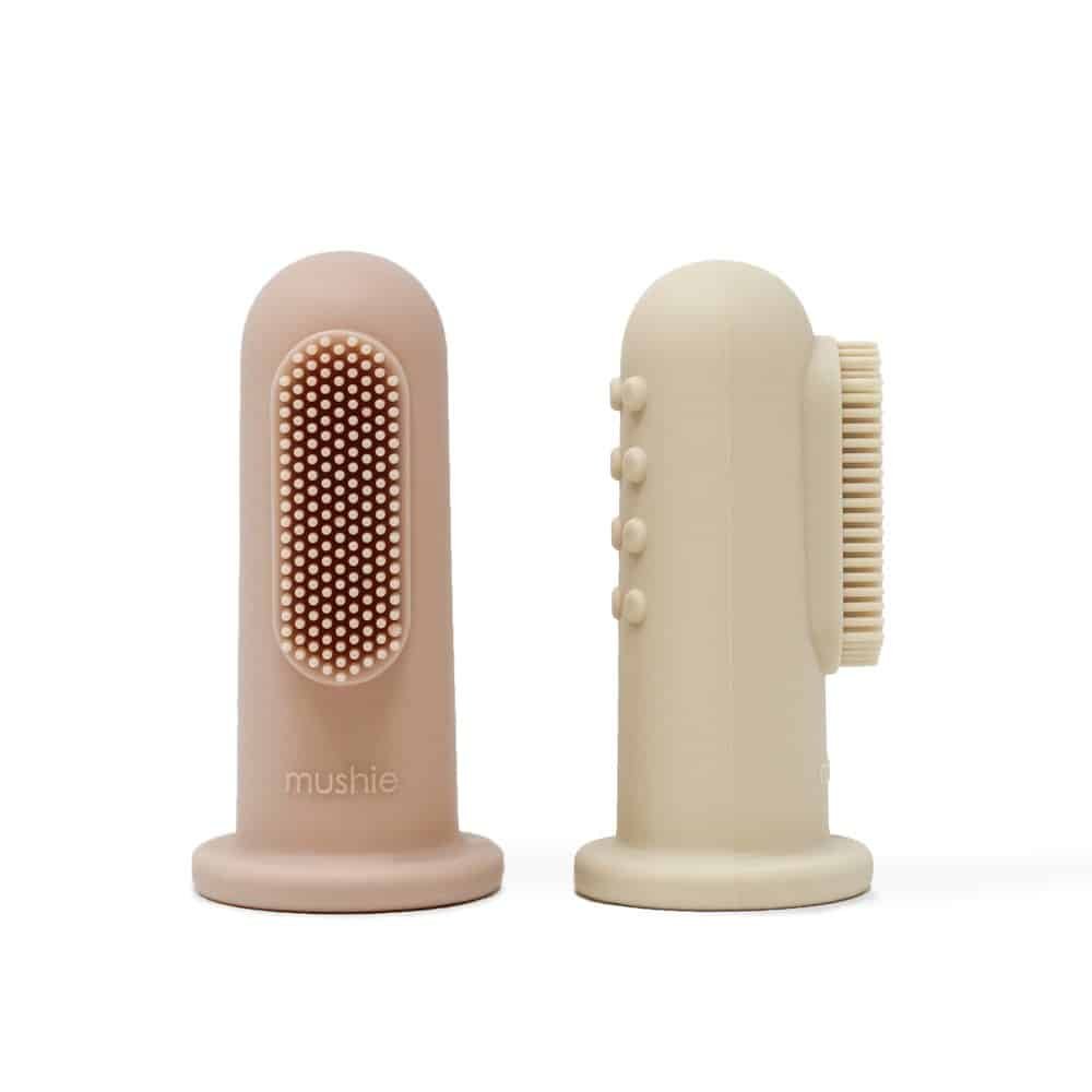 Mushie Finger Zahnbürste Blush/Shifting Sand Hauptbild