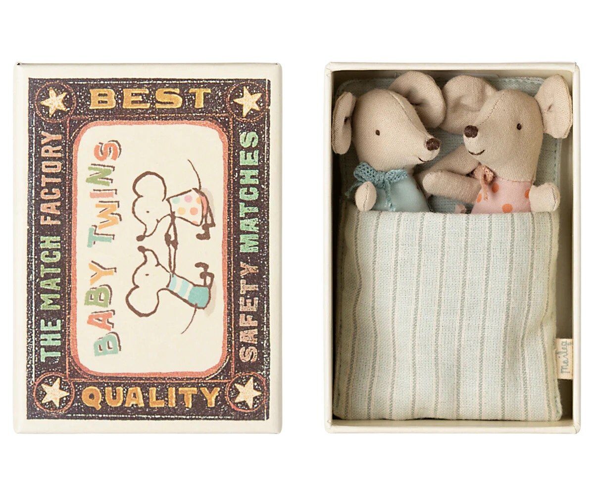 Maileg twins, baby mice in a matchbox (main image)