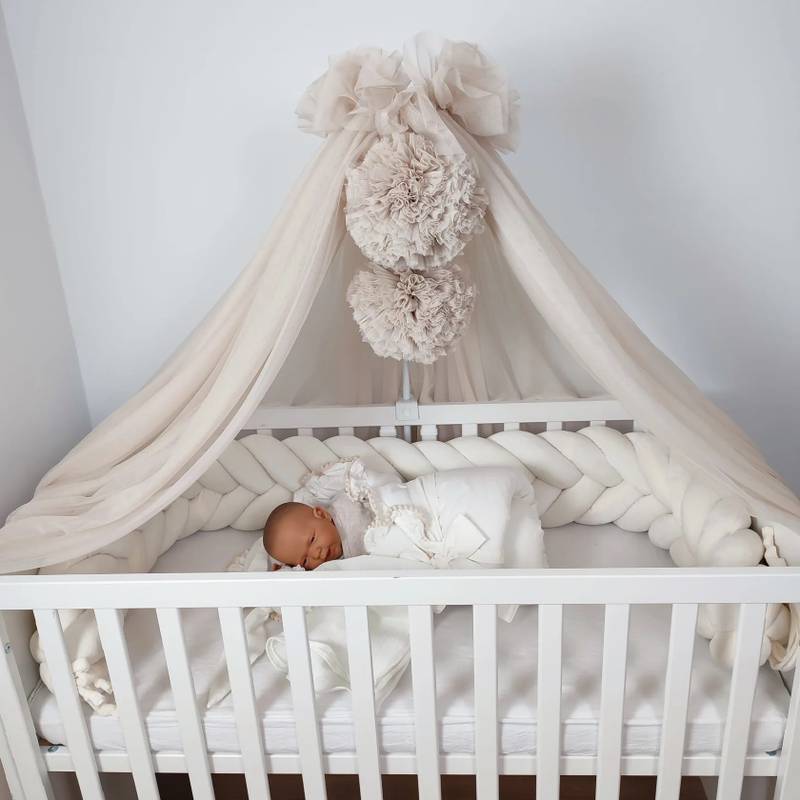 Bed snake made of velour - braided | 300 cm | Cream Main image