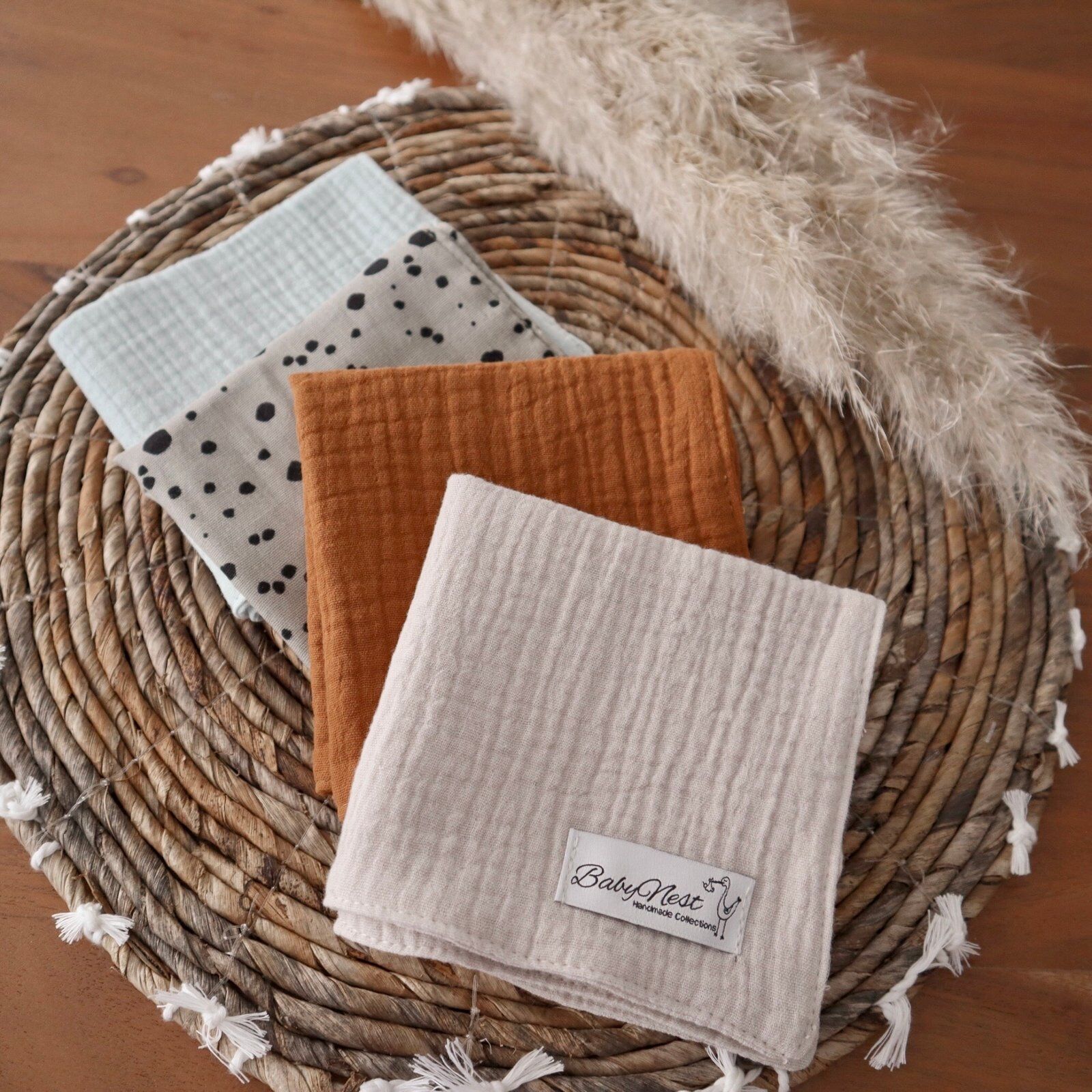 Muslin cloths, set of 4, made from premium muslin, Caramelo (main image)
