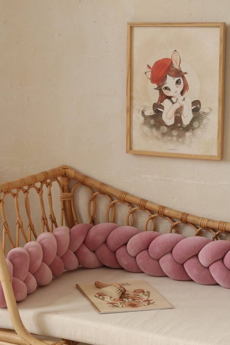 Velour bed bumper – braided | 410 cm | Dusty rose Additional image-1