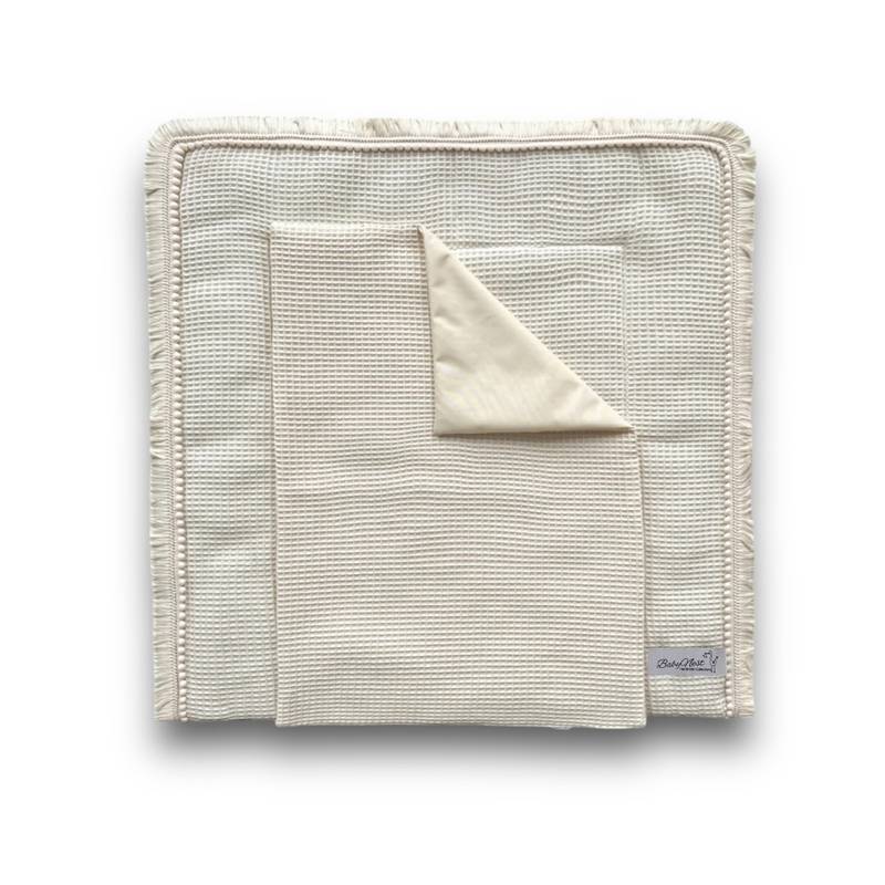 Boho waffle changing mat including removable waterproof pad | Cream main image