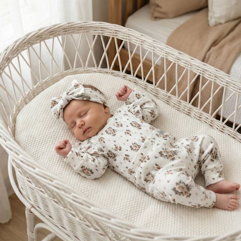 unknown-51 Baby Set |Sweat, Hose & Headband|GOTS Baumwolle|Pastel Roses Hauptbild