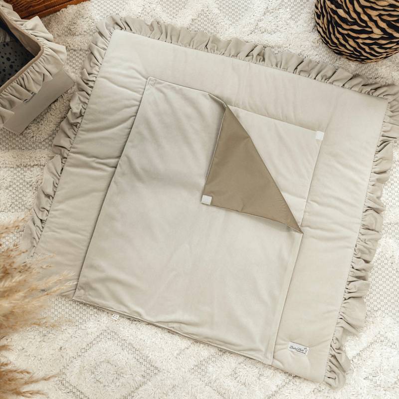 Velvet Changing Mat Glam Including Removable Waterproof Pad | Beige Main Image