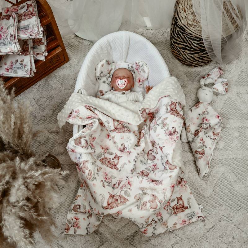 Set of cuddly blanket and pillow | Premium muslin-minky | Magic Forest Main image