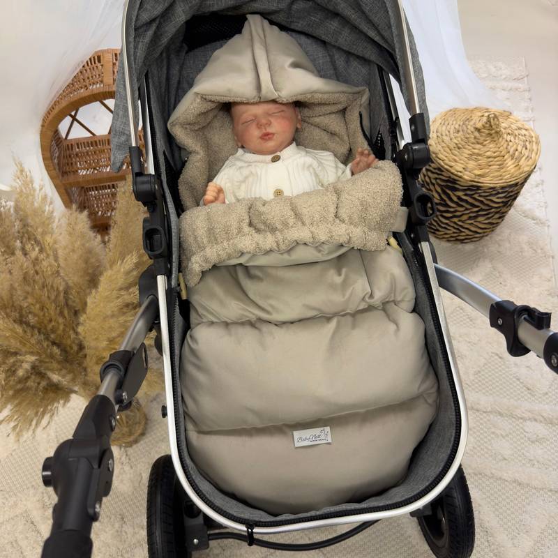 Premium Velvet Convertible Winter Footmuff | Dark Beige Main Image