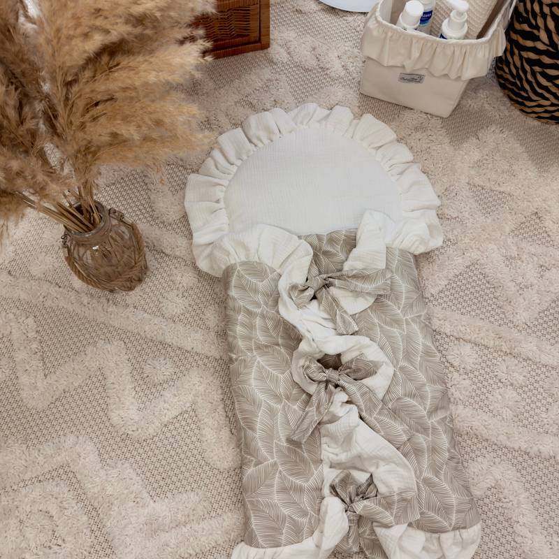 Multifunctional Baby Sleeping Bag | Premium Muslin Cotton | 0-8M | Boho Leaves Main Image