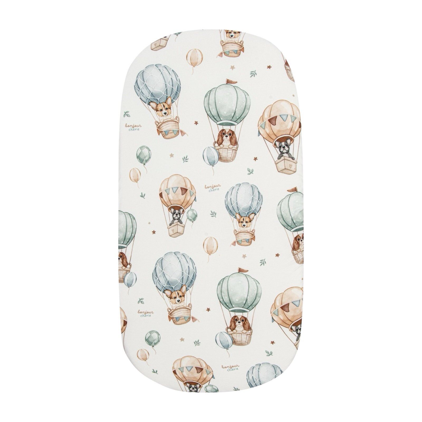 photoroom_20250119_155327 Premium Fixleintuch 75x30 cm – 100% weiche Baumwolle|Puppies & Hot Air Balloons Hauptbild