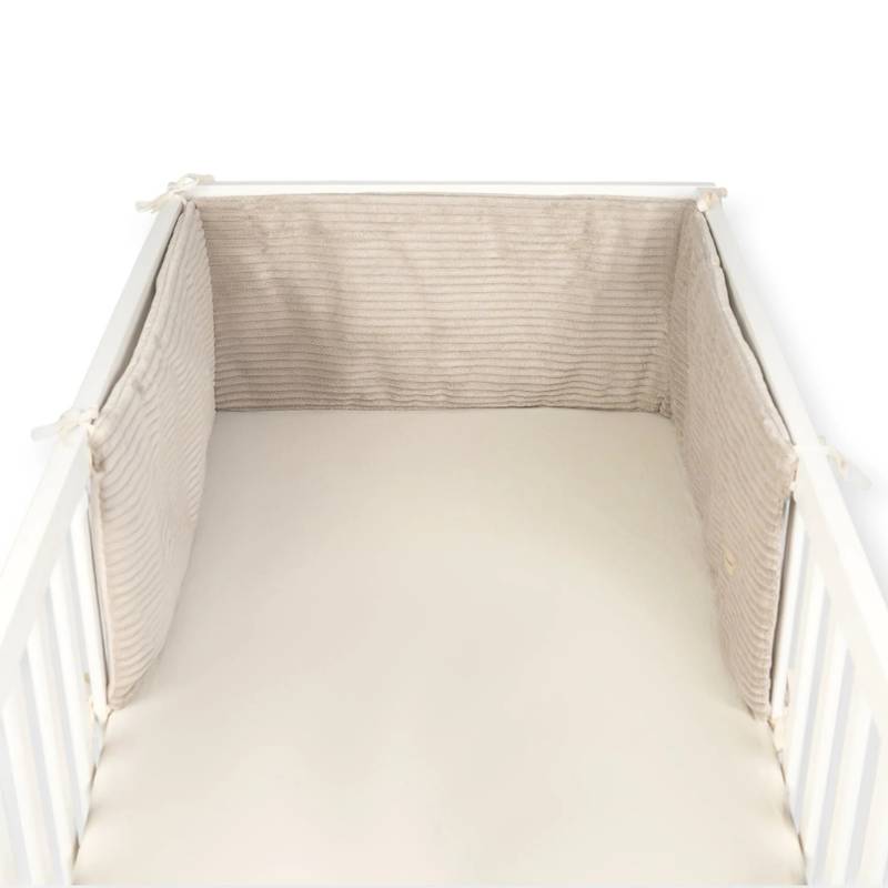 Corduroy velour bed surround, beige, 210 cm (main image)