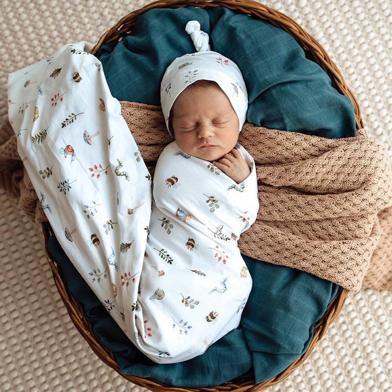 Garden Friends Organic Jersey Wrap & Beanie Set Main Image