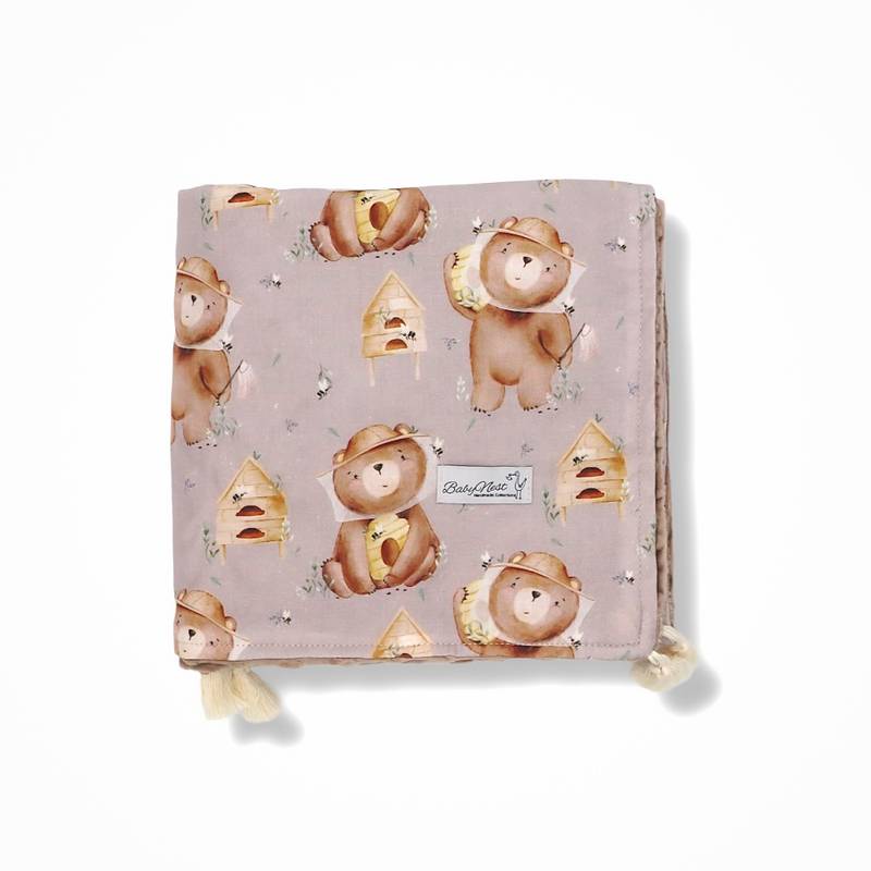 Cuddly blanket | Premium cotton minky | Bear Honeycomb main image