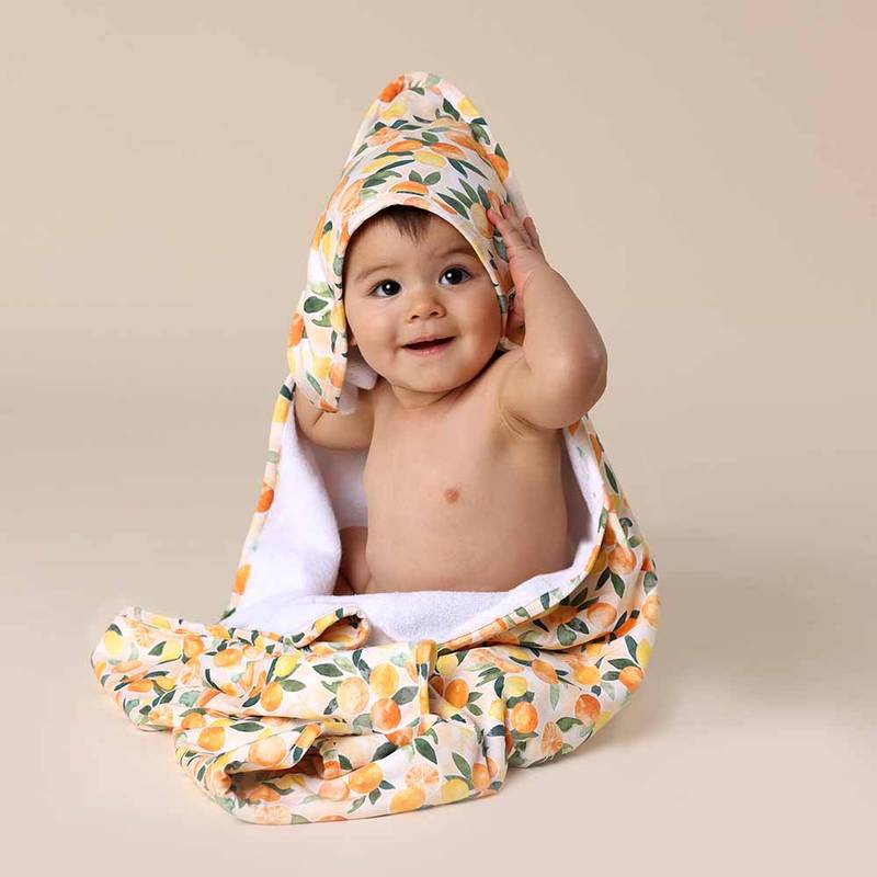Sunny Citrus Bio-Baby-Kapuzenhandtuch – Bild 1