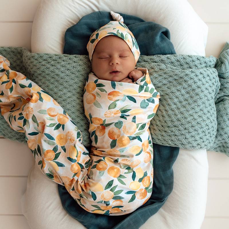 Sunny Citrus Organic Jersey Wrap & Beanie Set - immagine 1