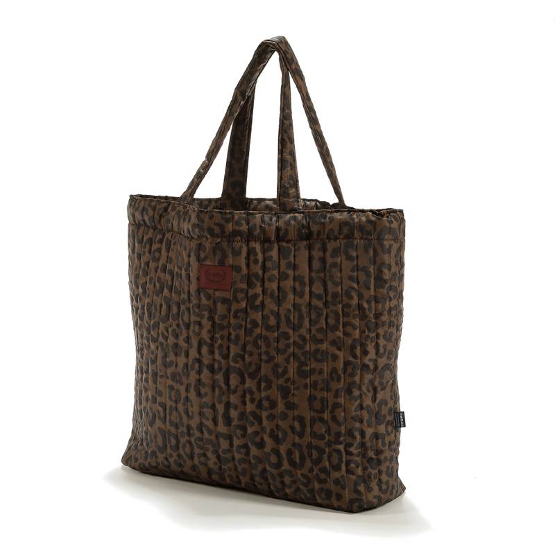 Borsa shopper trapuntata LEOPARDO CIOCCOLATO - Immagine principale L