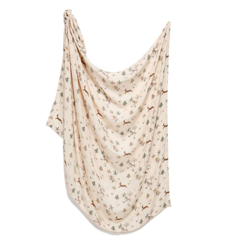 Couverture d'emmaillotage en mousseline de bambou LITTLE SAVANNAH - 115 x 140 cm_Image principale