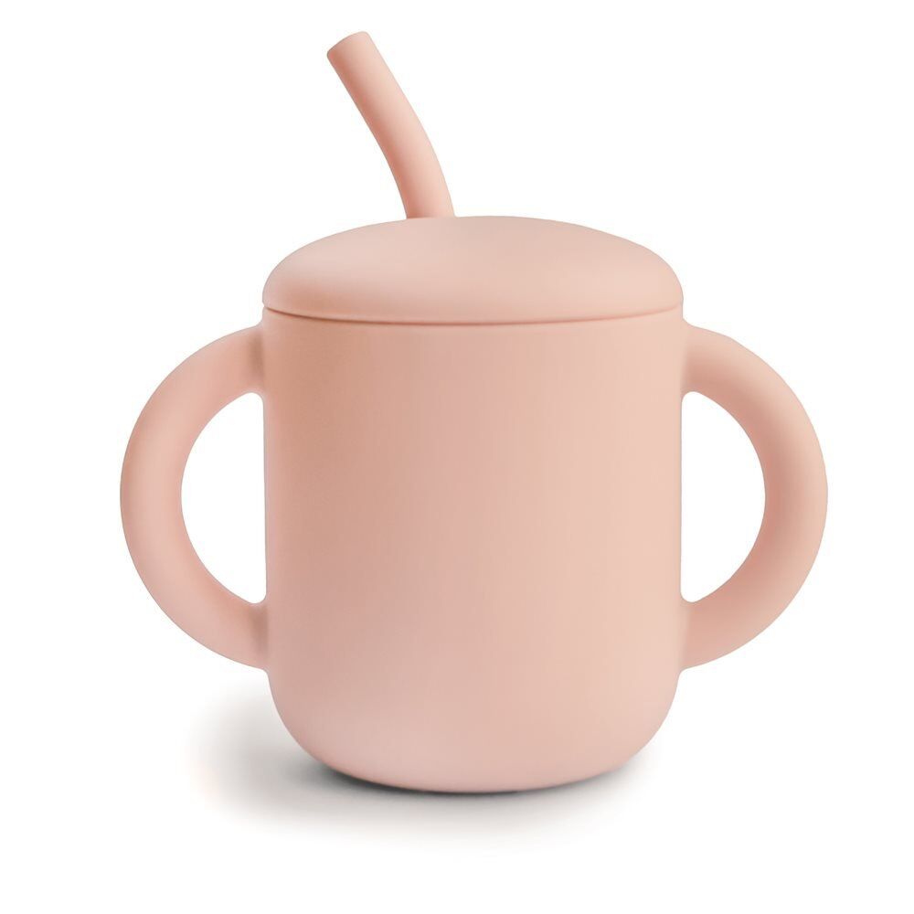 Mushie Trinklernbecher mit Strohhalm Blush – Bild 1