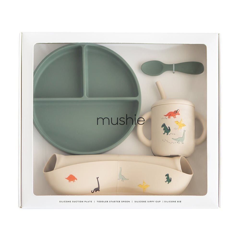 Mushie Silikon Geschirr Set Dinosaurs – Bild 1