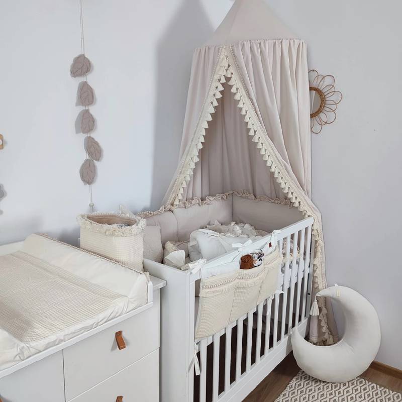 Baldacchino boho in cotone Oeko-Tex | Baldacchino XXL | Immagine principale beige