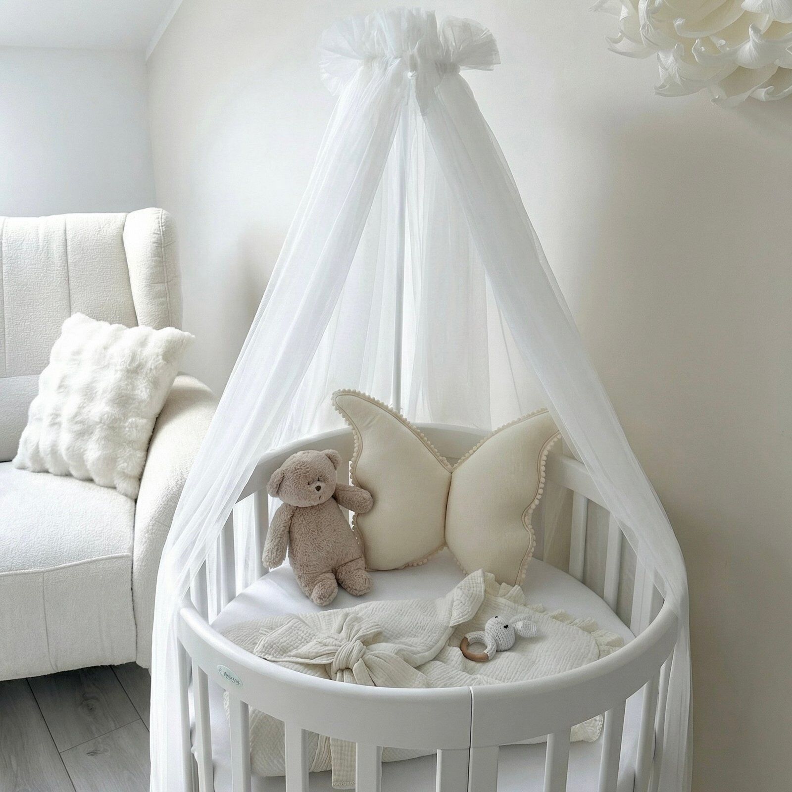 Ciel de lit en tulle blanc (Image principale)