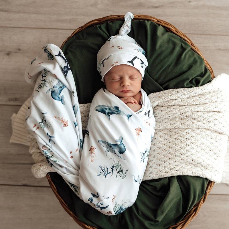 Ocean Organic Jersey Wrap & Beanie Set – Image 1