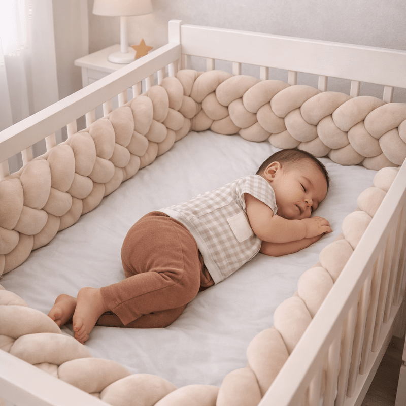 Bettschlange 4-Strang aus Velours – 200 cm geflochten – Beige – Bild 1