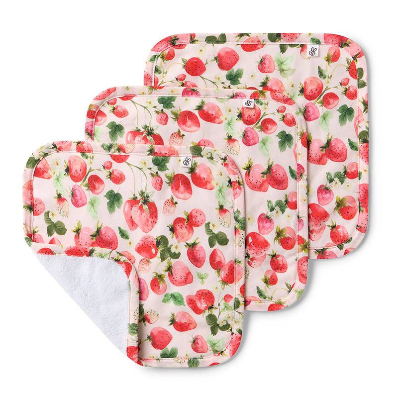 Lot de 3 lingettes bio à la fraise – Image 1