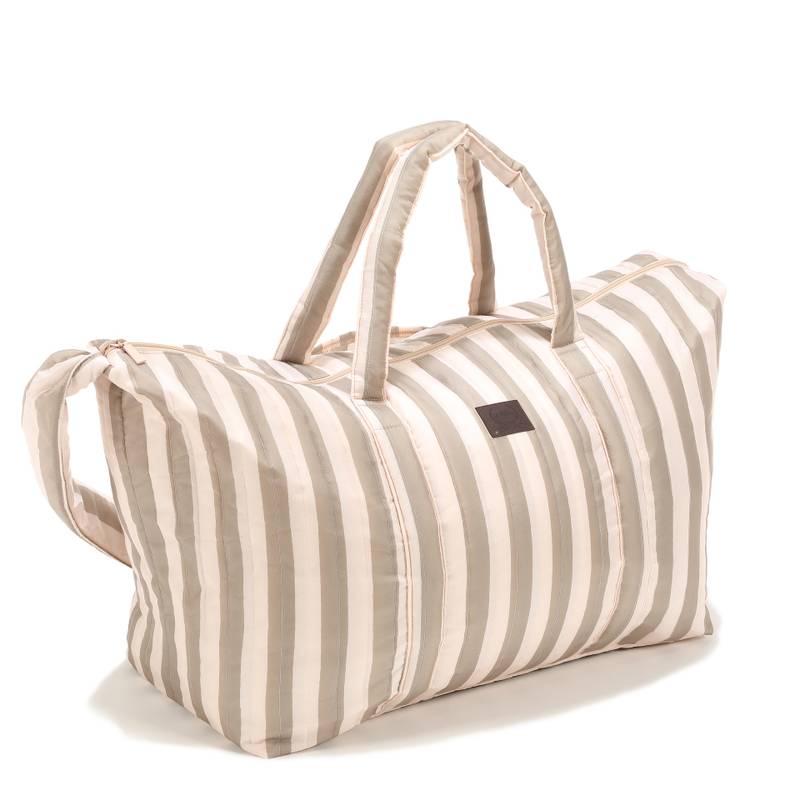 immagine_1920_7b_Dl.jpeg Borsa da weekend in nylon a righe beige_Immagine principale