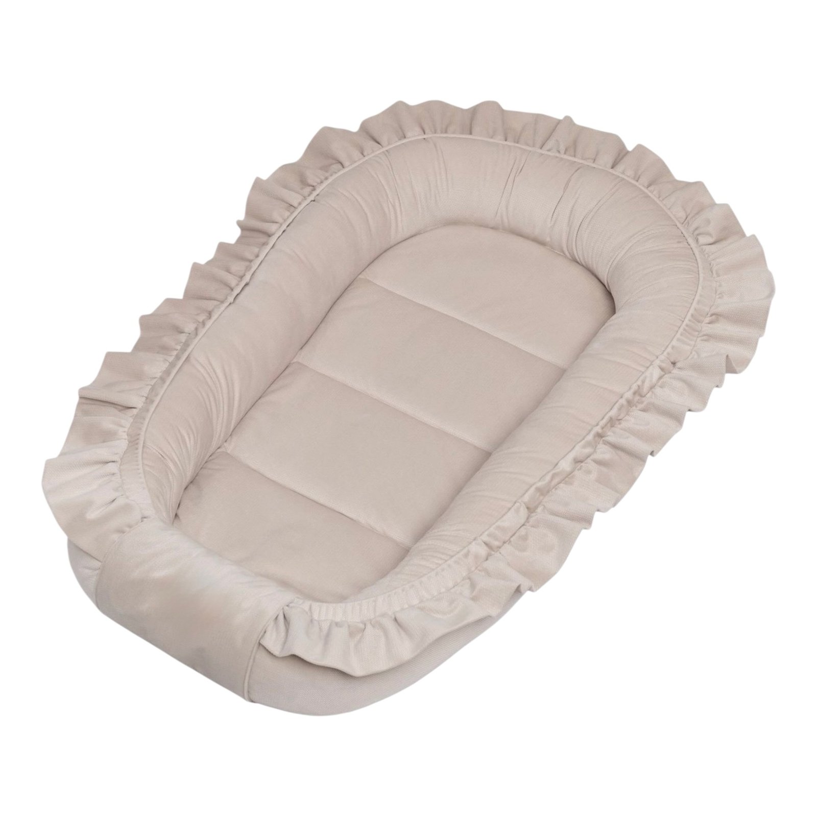 Babynest Velvet mit Rüsche Beige - Image 1
