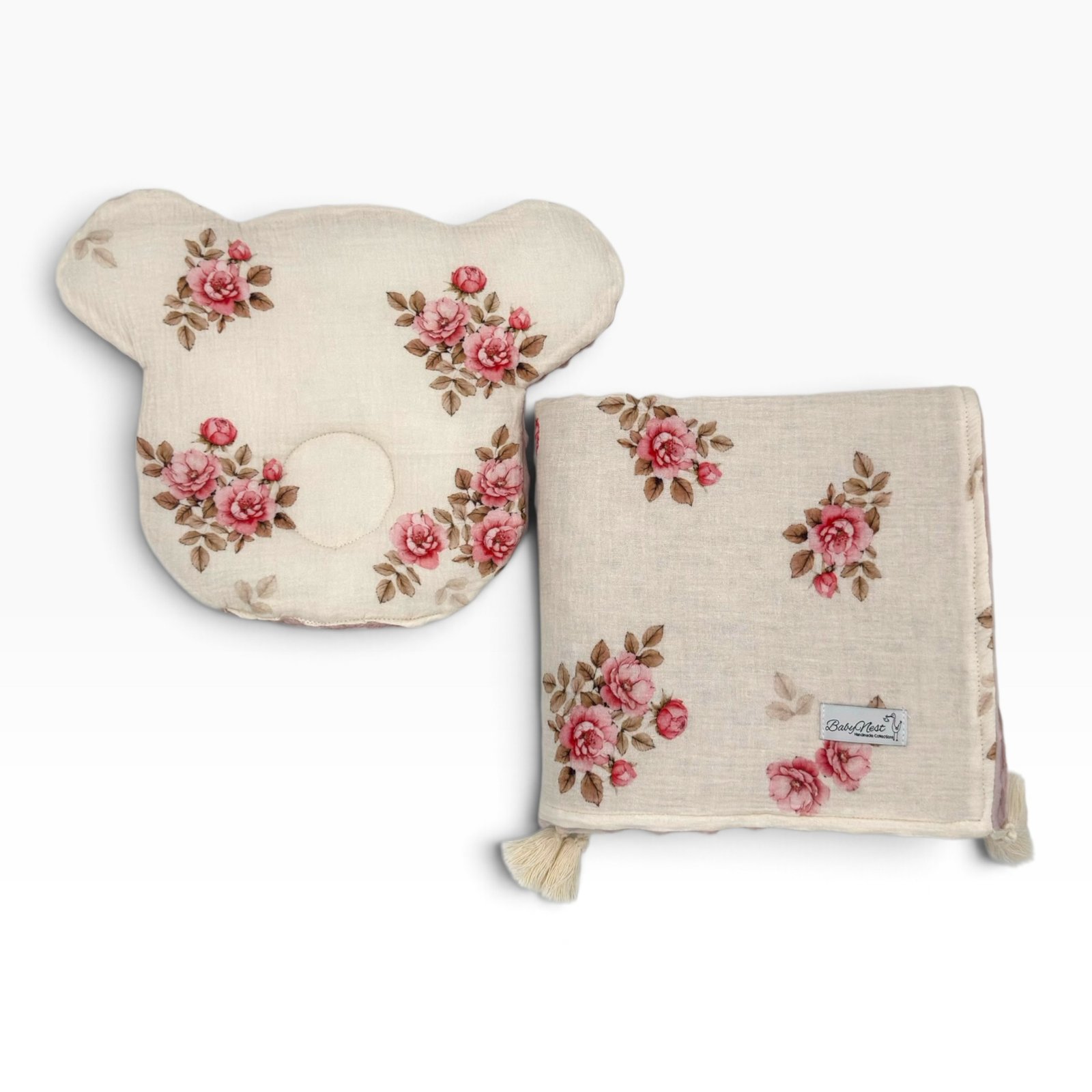 Set Kuscheldecke Kissen |Premium Musselin-Minky|Fall Roses – Image 1