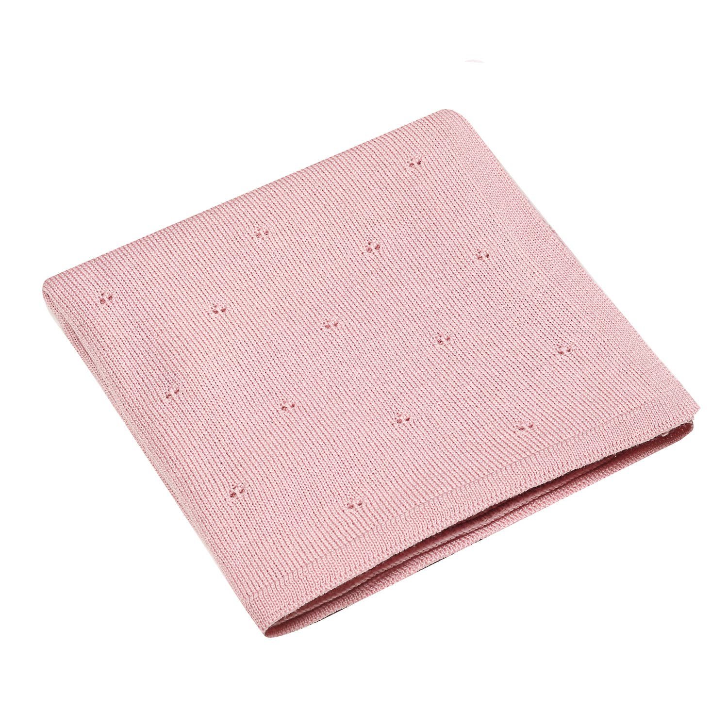 Babydecke Merinowolle Jersey Pink – Bild 1