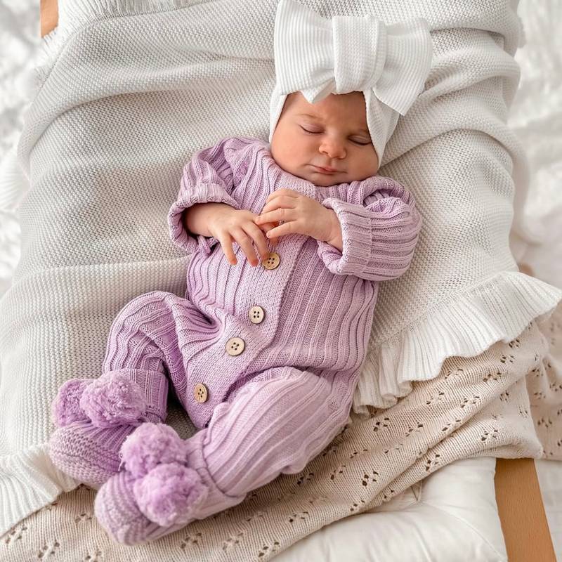 Tutina a coste | Viola | 0-3 mesi Immagine principale