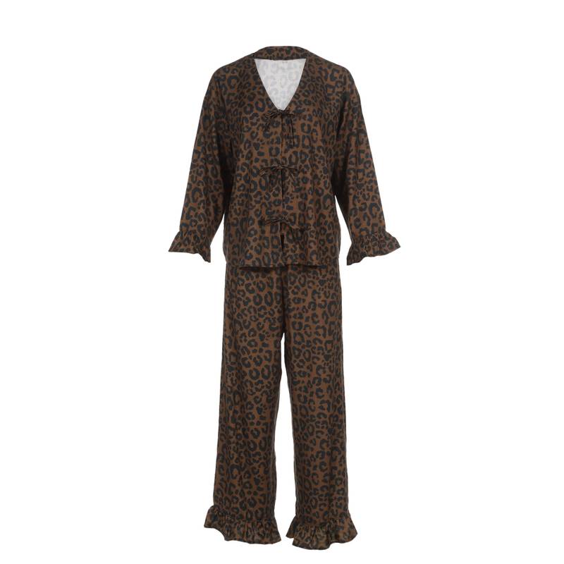 Bamboo pajamas LEOPARD CHOCO - M (Long)_Main image