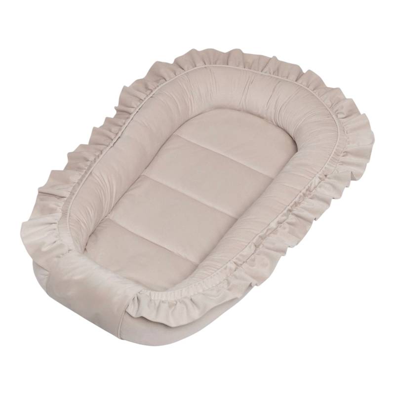 Babynest Velvet mit Rüsche Beige - immagine 1