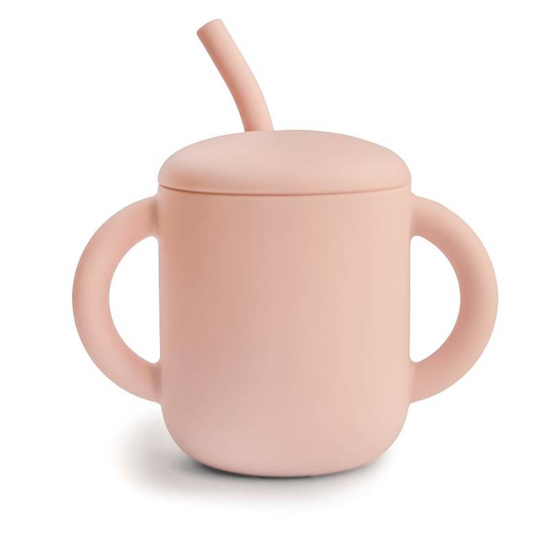 Mushie Trinklernbecher mit Strohhalm Blush - Image 1