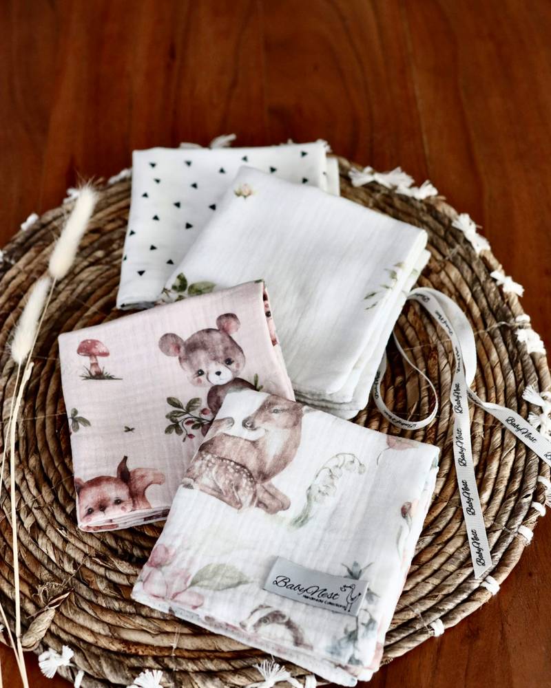 Mulltücher 4er Set aus Premium Musselin Woodland Friends – Bild 1
