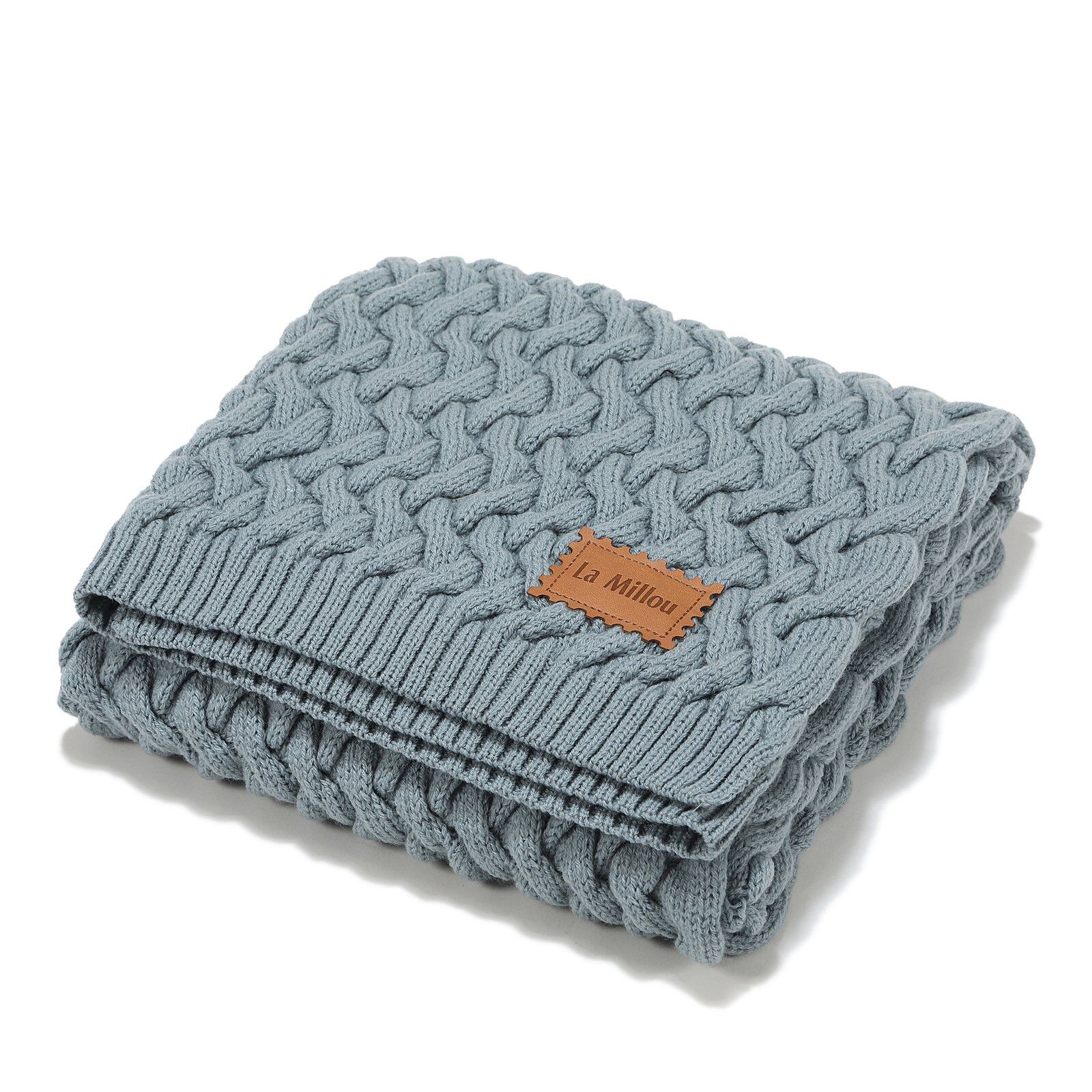 Warme Decke Merino 100% STONED BLUE - S - 85 x 85 cm – Bild 1