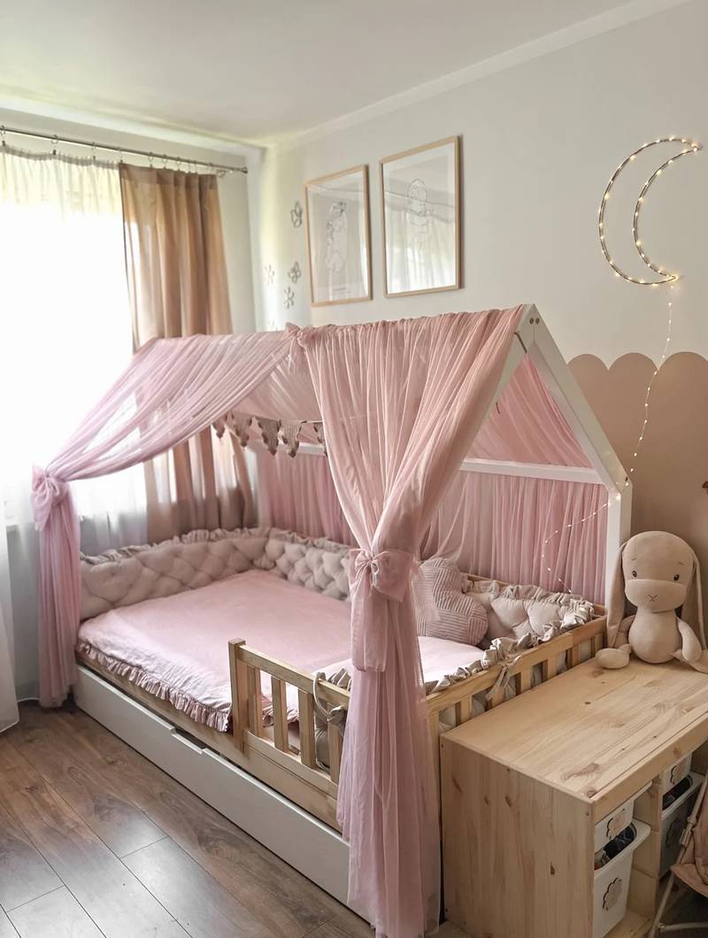 Betthimmel-Baldachin Tüll für Hausbett-Altrosa Hauptbild