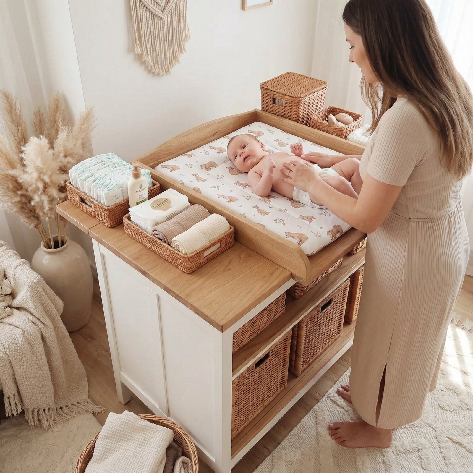 Wickelauflage Waffel Inklusive Abnehmbare Wasserdichte Unterlage | Happy Bears Hauptbild