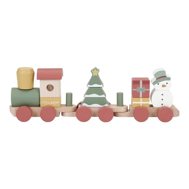 Image Petit chemin de fer néerlandais avec formes à emboîter, édition limitée Noël en bois certifié FSC, image principale