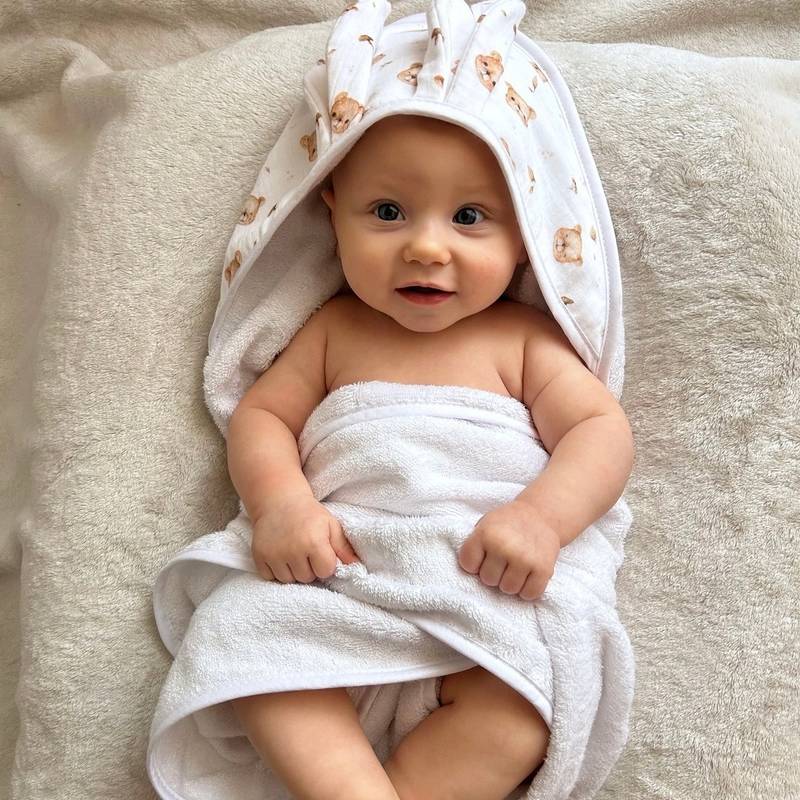 Kapuzenhandtuch Baby|Bambus|Cute Bears|Weiss Hauptbild