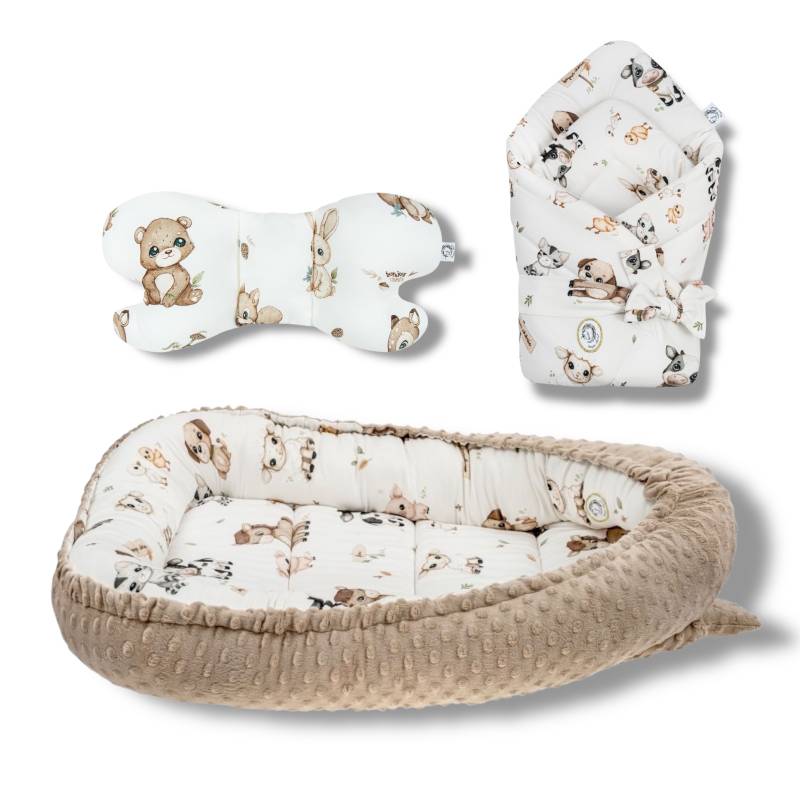 Babynest |Premium Baumwolle Minky|3er Set|Farm Hauptbild