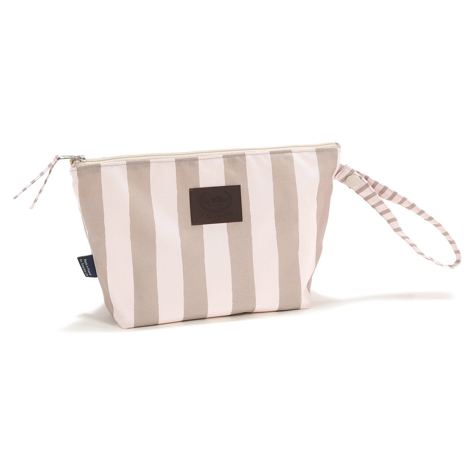 Beauty case impermeabile a righe beige - Immagine principale M