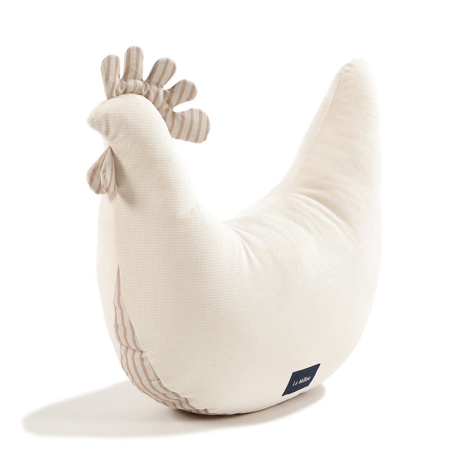 Grandma Dana's Hen Pillow Velvet Cotton STRIPES BEIGE_Main Image